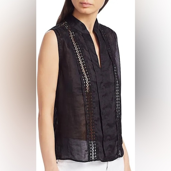 Frame Cali Ramie Lace Inset Sleeveless Top - Picture 13 of 14